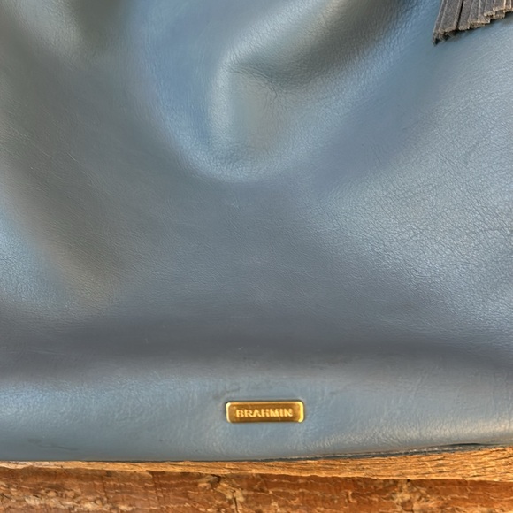 BRAHMIN EVA Sedona Slate Smooth Croc Leather Shoulder Bag, Purse blue - Picture 4 of 12